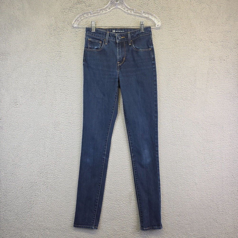 Levis Jeans Womens 24 High Rise Skinny Fit Dark‎ Wash Stretch Sculpting 24x29